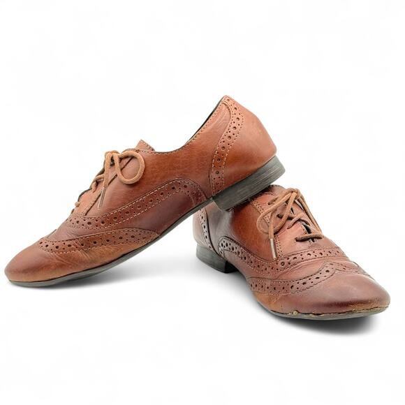 Nurture Avvery Derby Oxford Shoes Wingtip Lace-up Academia Women 6 Brown Leather - Picture 6 of 9